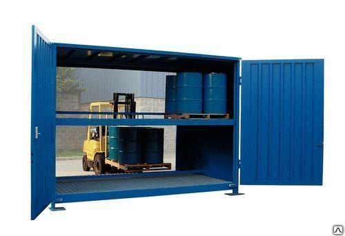 Складской контейнер 2G 326. OTE для хранения 40 х 205 л бочек с опасными веществами